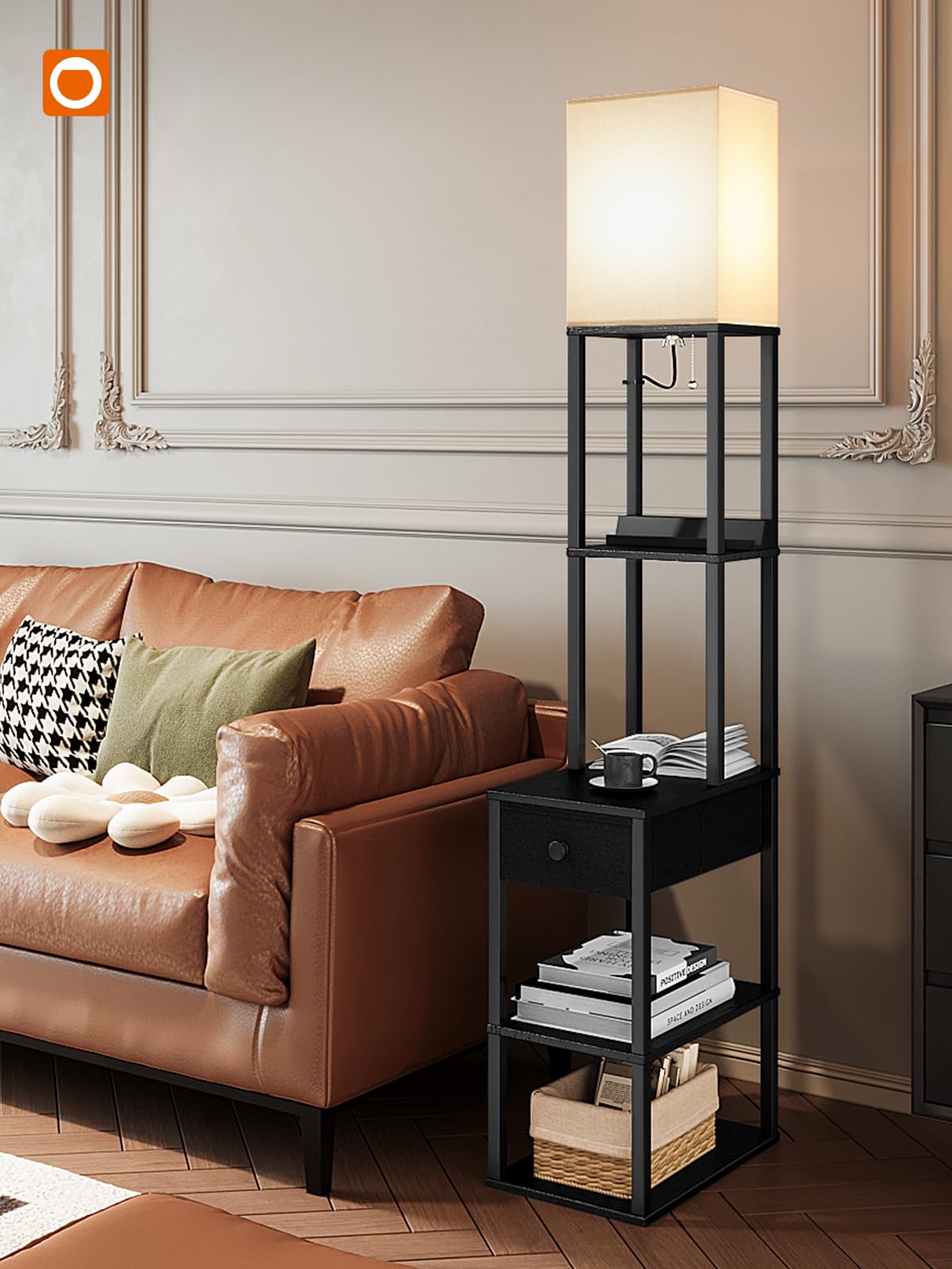 Addlon modern floor lamp suits living room, bedroom, or office.