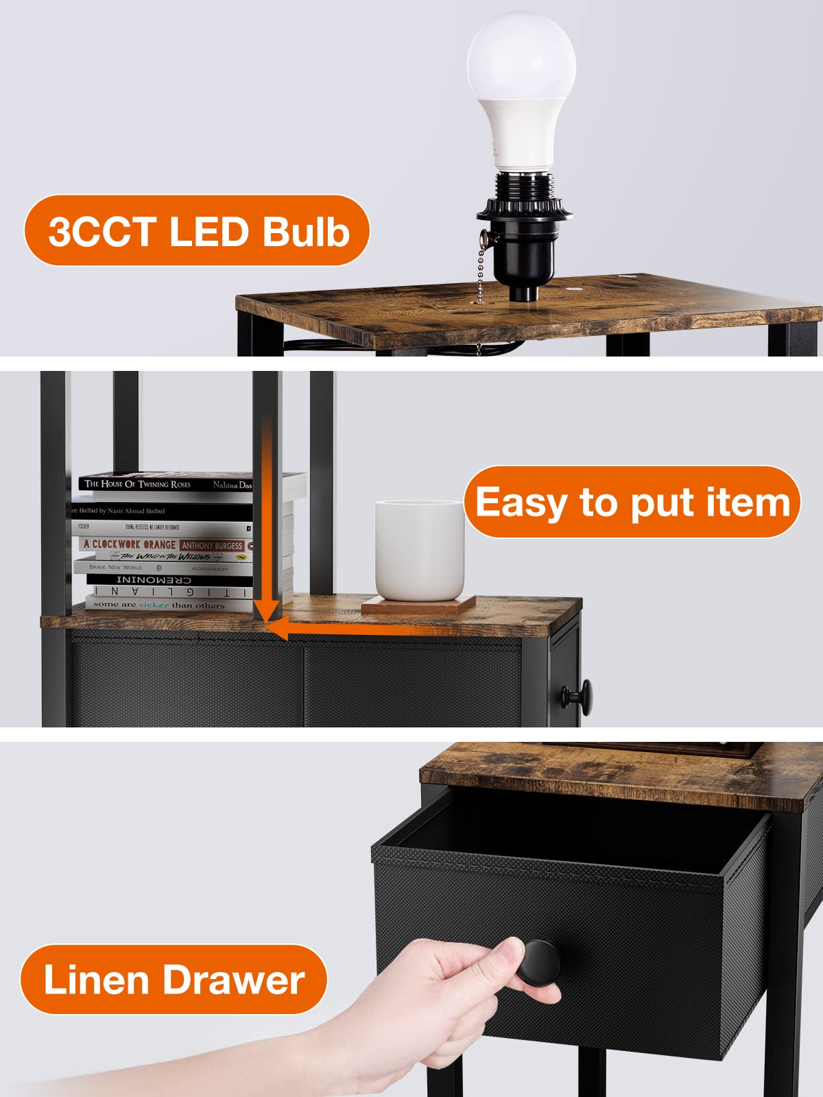 Addlon floor lamp near seating enables convenient charging.