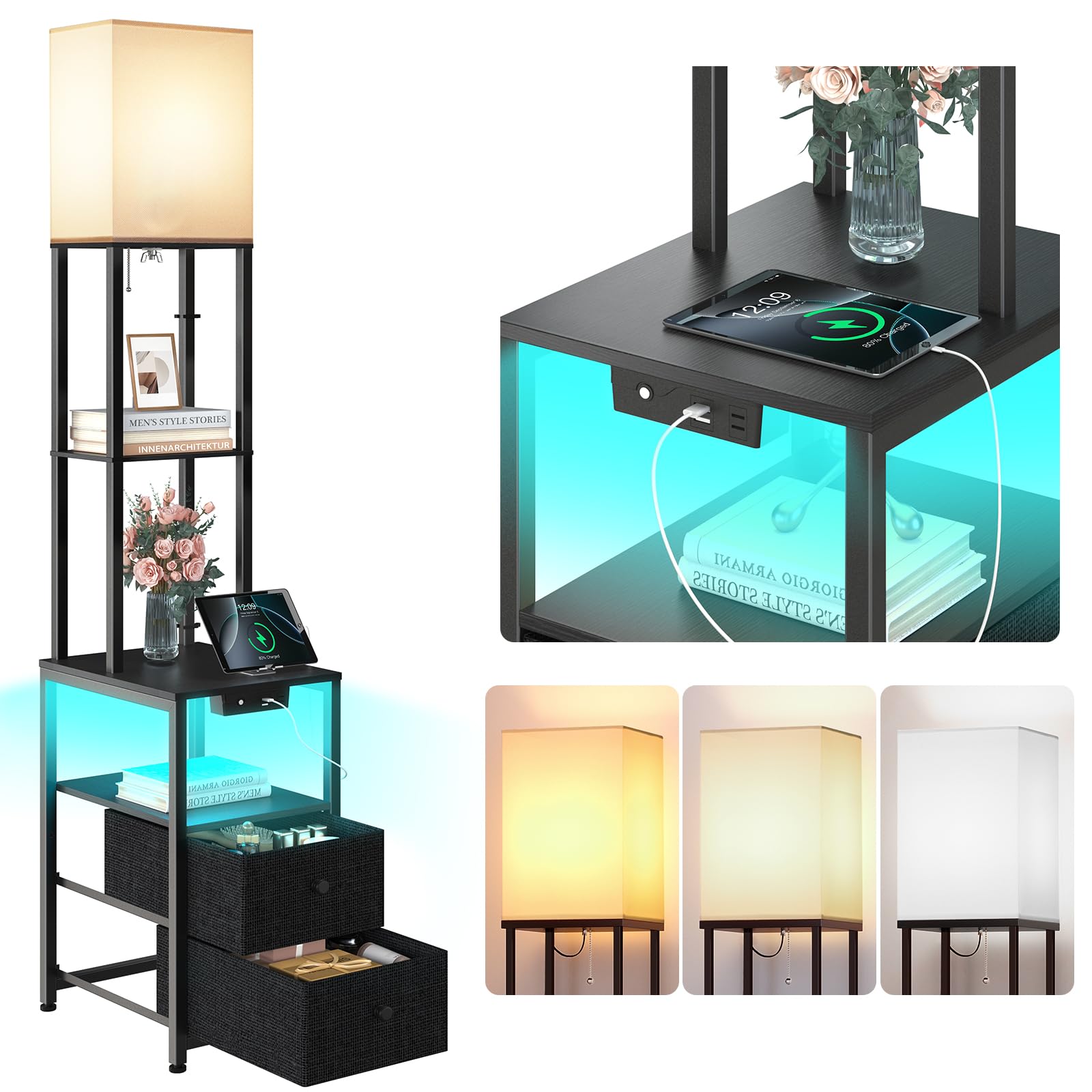 Addlon floor lamp with night-light in 11 colors creates mood lighting