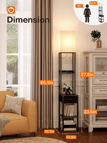 Addlon floor lamp shelves for living room decoration.