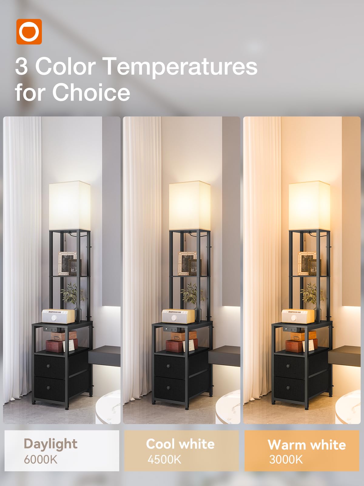 Addlon floor lamp triple light modes for work, relaxation, or bedtime