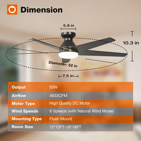 Addlon flush-mount ceiling fan installation demo in a modern living space.