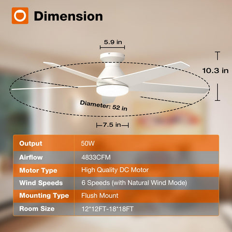 Addlon flush-mount ceiling fan suits compact spaces with clean, low profile.