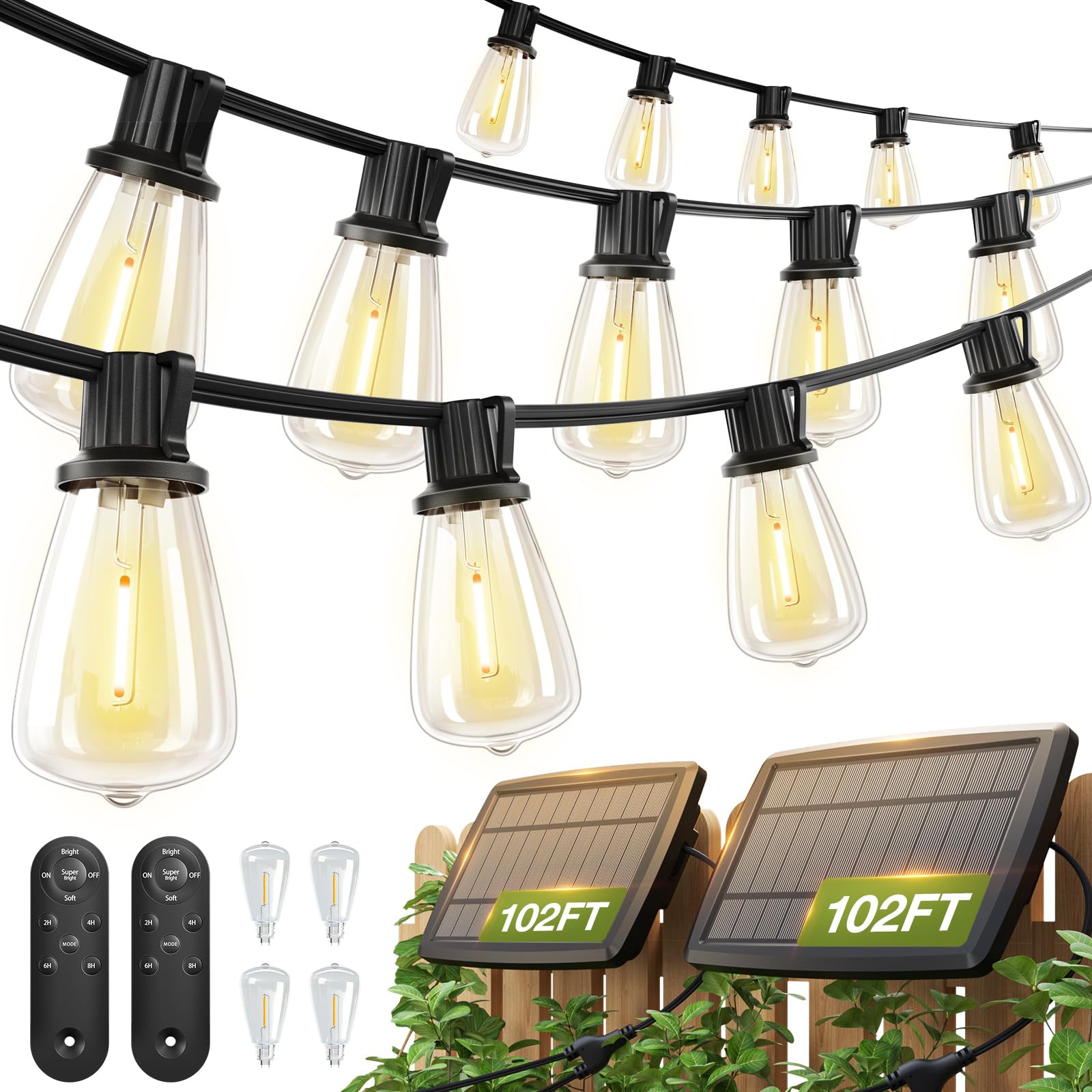 addlon outdoor solar string lights provide a warm, inviting glow for patios and gardens