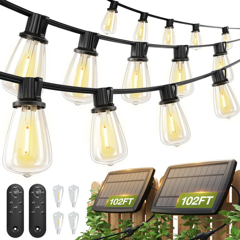 addlon outdoor solar string lights provide a warm, inviting glow for patios and gardens