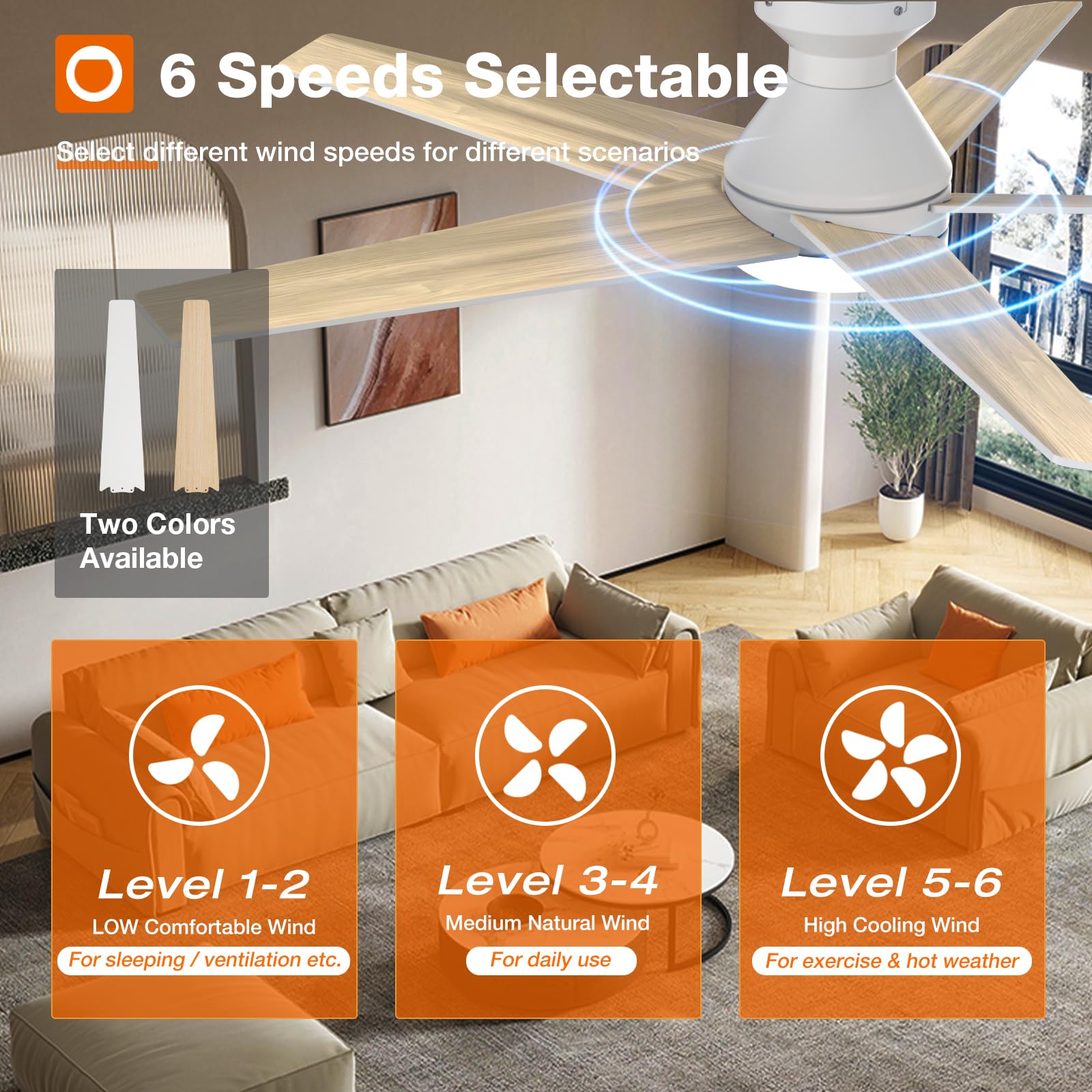 Addlon quiet ceiling fan maintains restful environments for bedrooms and nurseries.