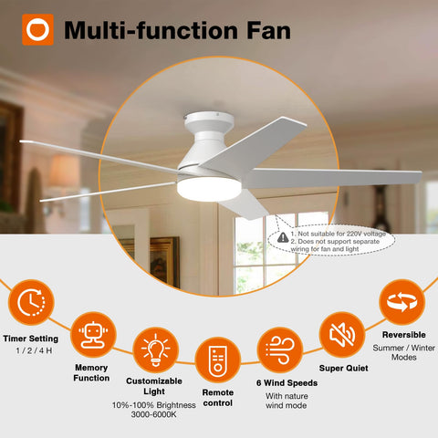 Addlon remote-control ceiling fan enables easy speed and timer adjustments.