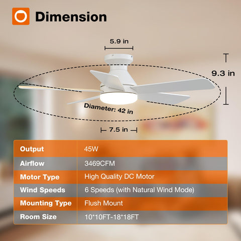 addlon reversible DC motor ceiling fan for year round comfort