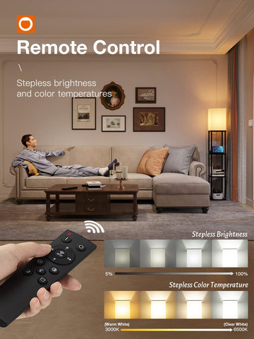 Addlon shelf floor lamp remote control for dimming and color temperature changes.