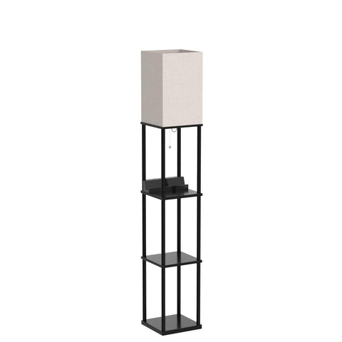 Addlon shelf floor lamp with a heavy, stable base to prevent wobble.
