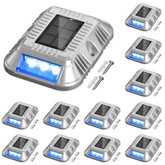 Addlon solar dock light emits blue glow along a dock for safe nighttime guidance
