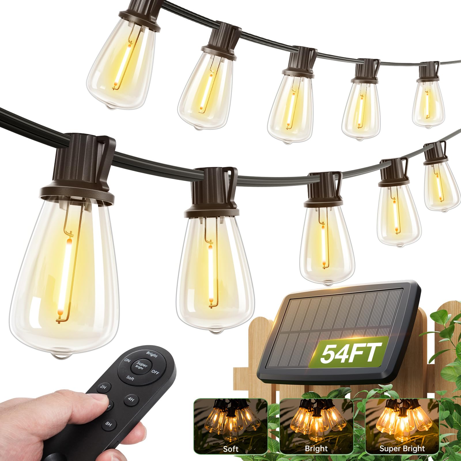 Addlon solar string lights remote-control enables easy outdoor brightness adjustments