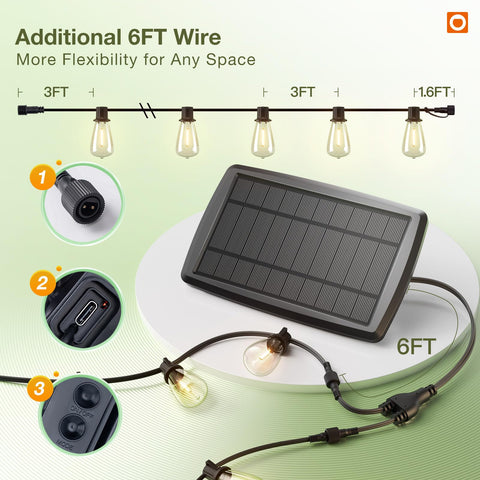 Addlon solar string lights 30 sockets and 32 bulbs for full patio coverage.