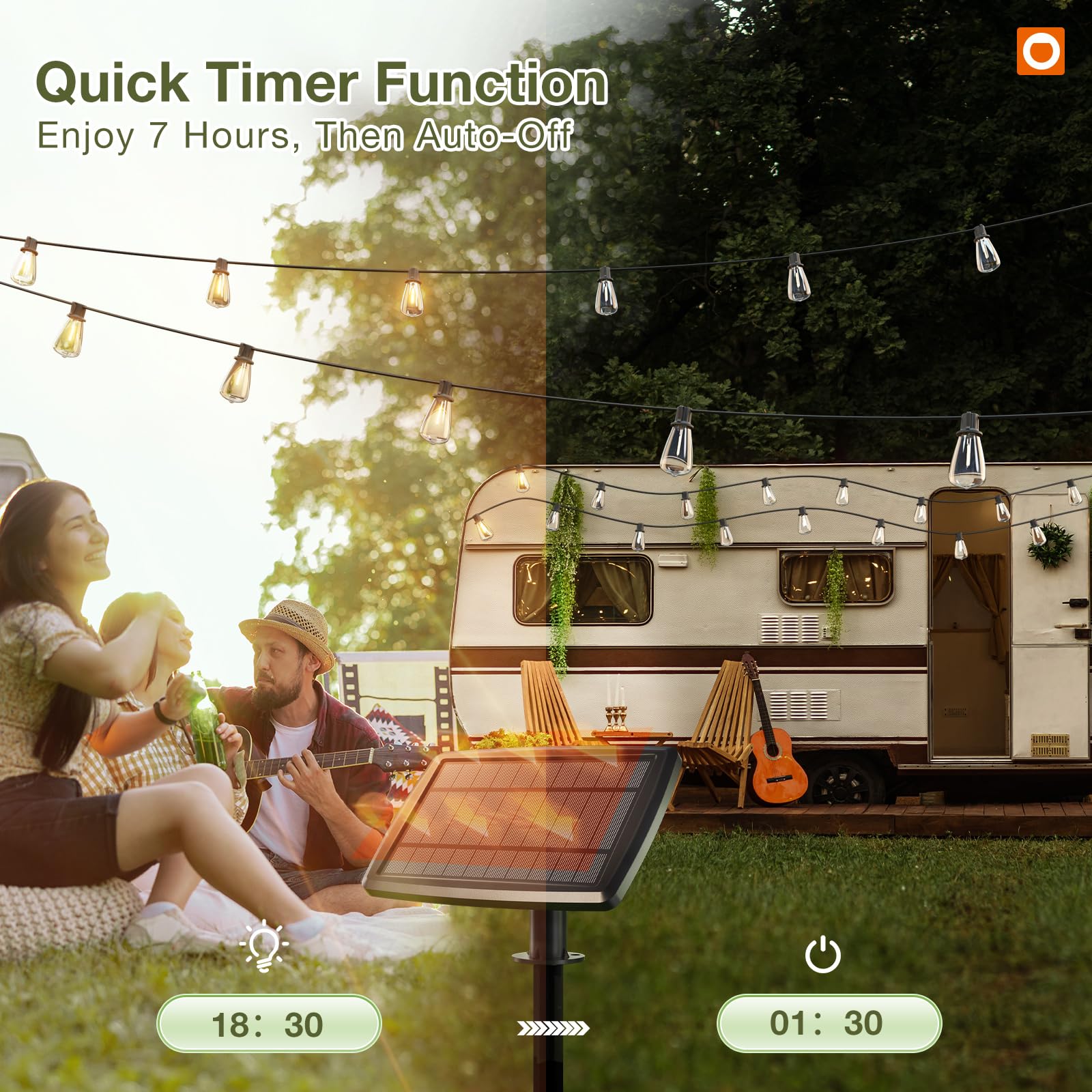Addlon solar string lights timing control for customized lighting schedules.