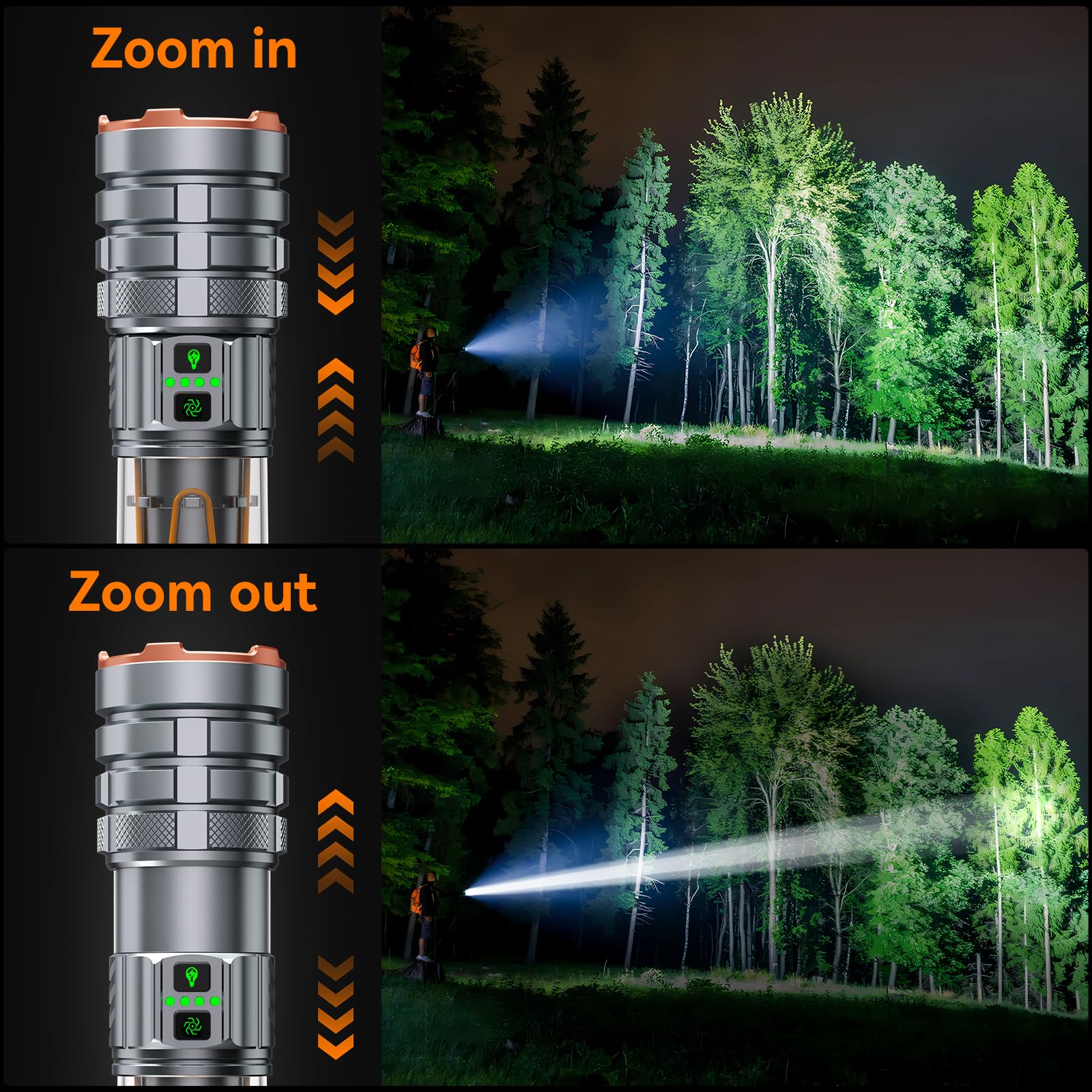 ADDplus flashlight IPX7 waterproof design ideal for rain and snow.