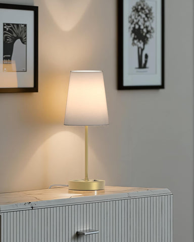 Addtam bedside lamp with outlet and USB ports for multi-device charging