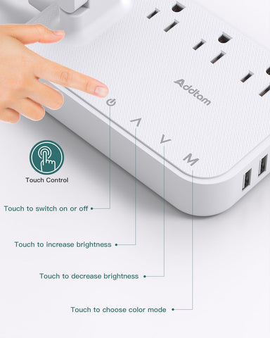 Addtam compact lamp with power strip ideal for home offices and study corners