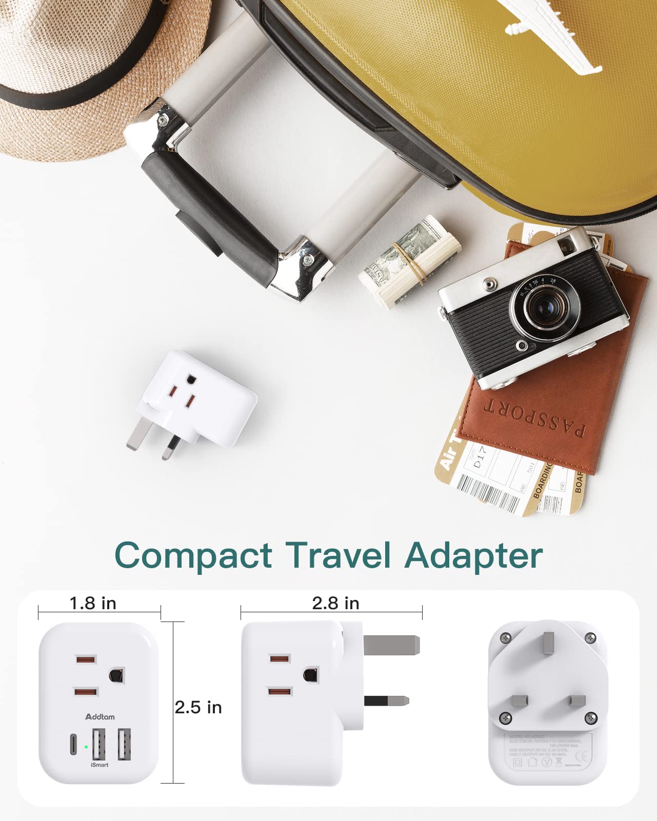 Addtam durable travel plug design emphasizes travel-ready everyday practicality