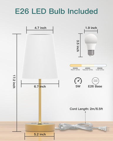 Addtam compact lamp with shade and sturdy base for stability