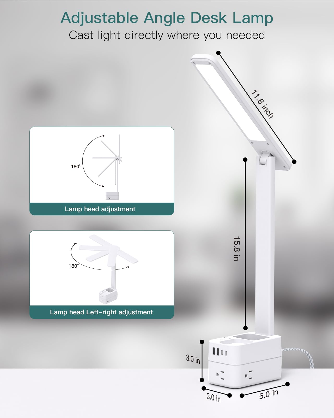 Addtam lamp adjusted to 180° for precise light direction.