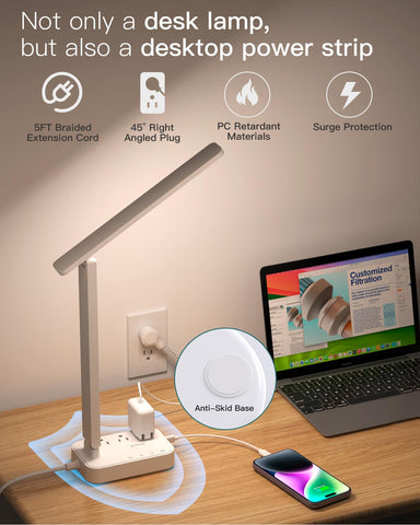 Addtam Desk Lamp with foldable arm fits in small desks and dorm setups