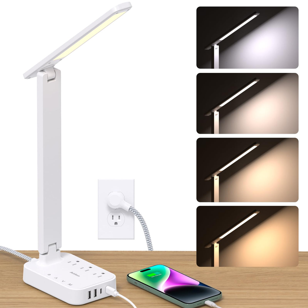 Addtam LED Desk Lamp front view showing clear desk illumination for work or study