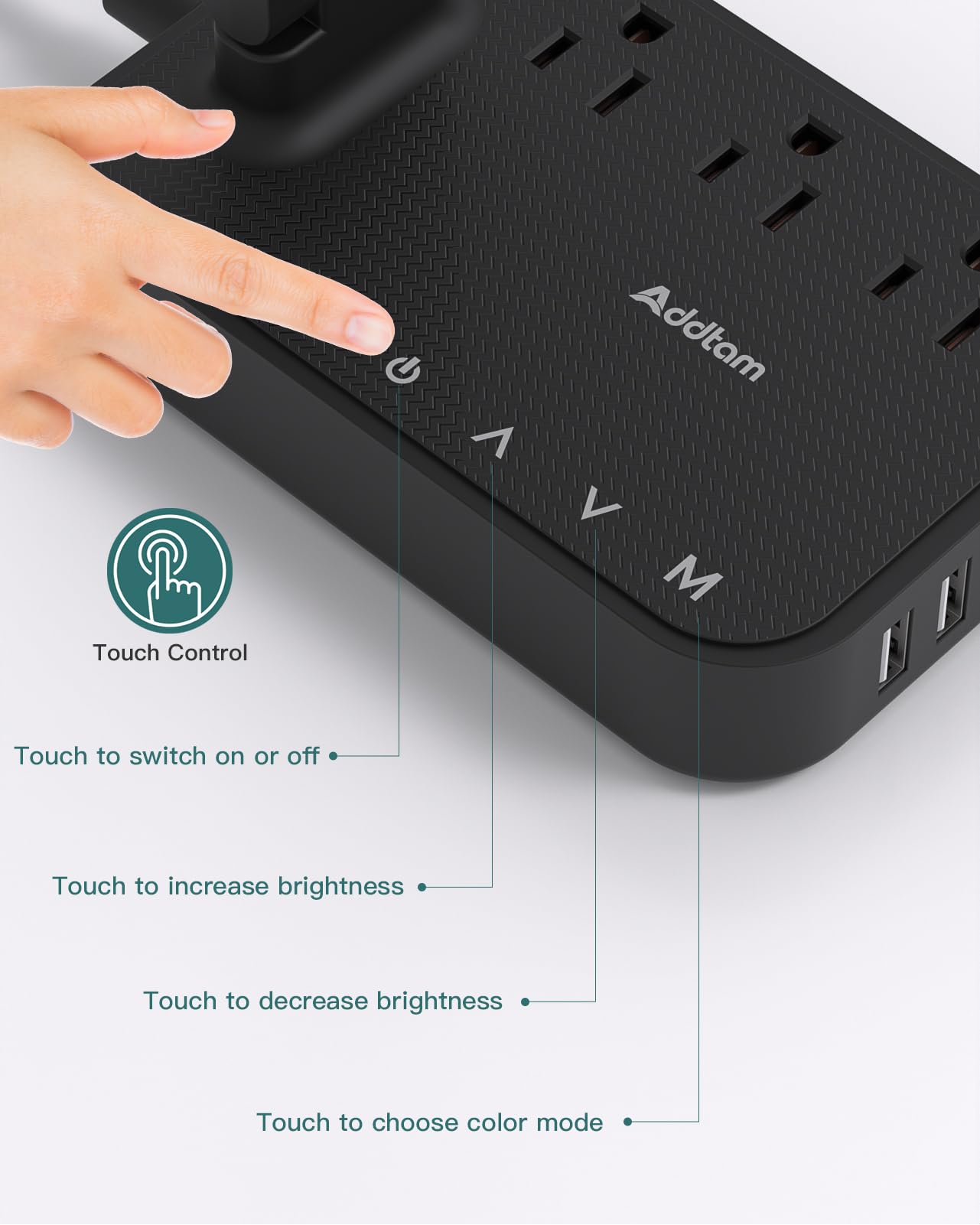 Addtam multi-function desk station combines light and power