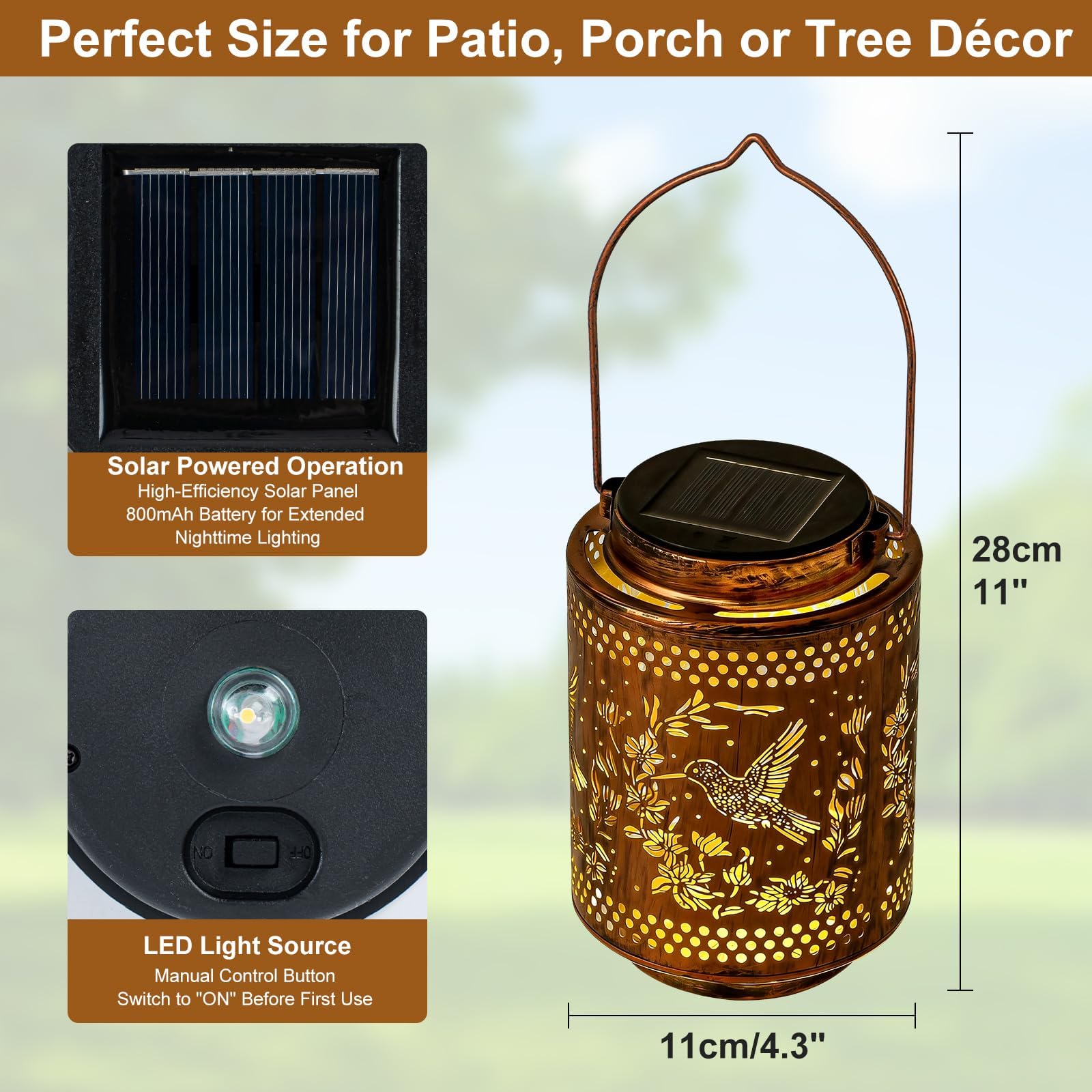 Adebime IP65 waterproof lantern resists rain and snow.