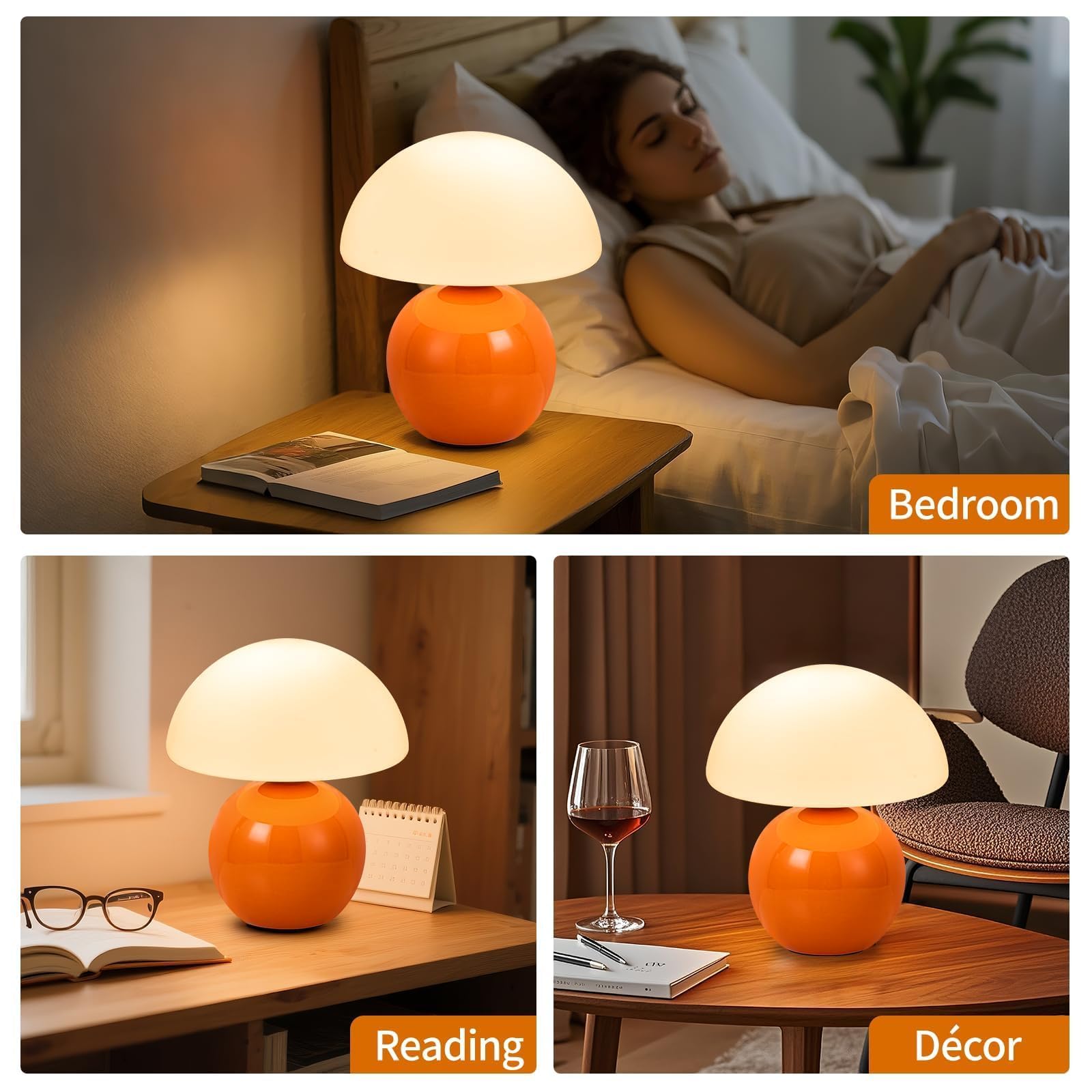 Adebime lamp on a nightstand provides cozy reading light in compact size