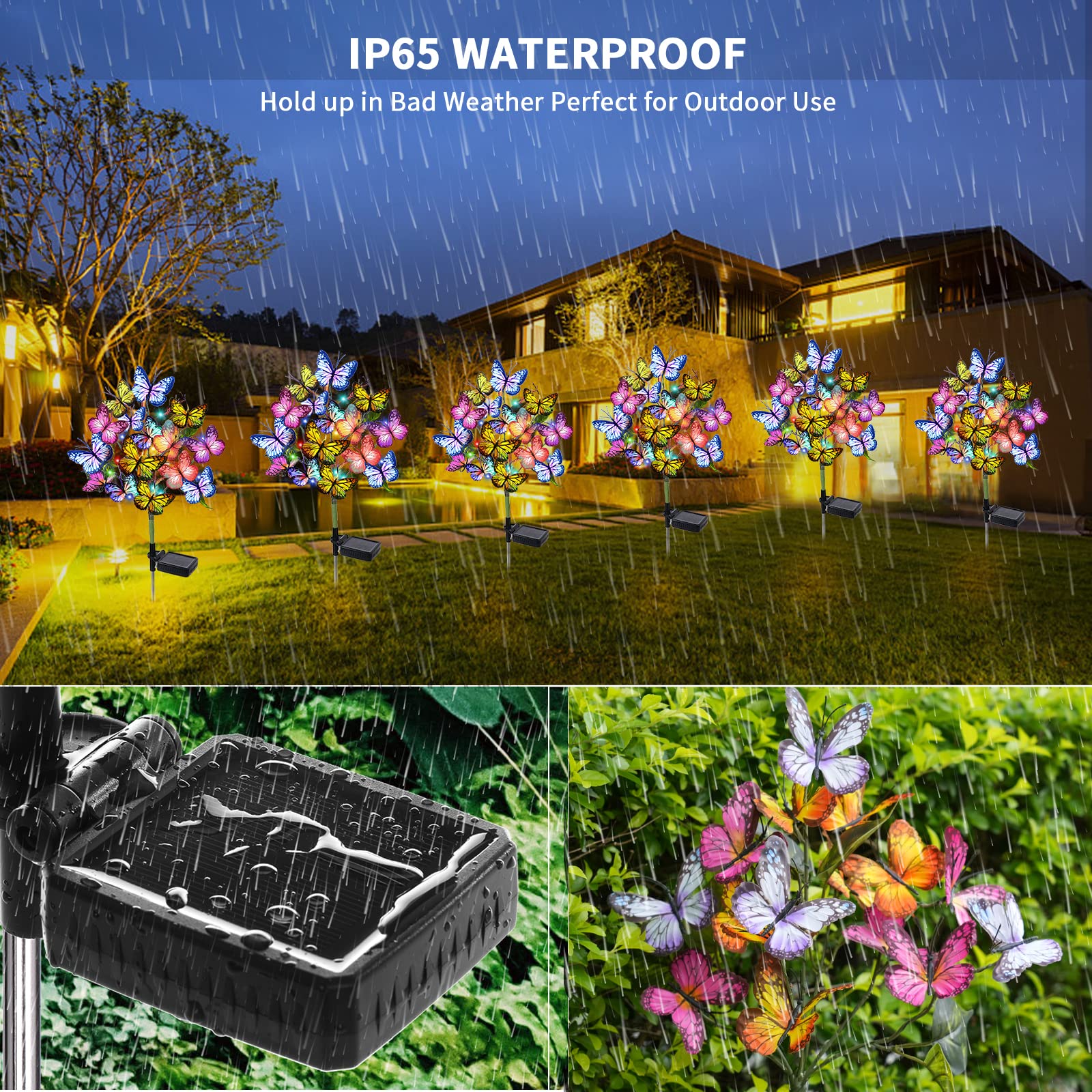 Adecorty butterfly solar garden light brightens paths with color-rich glow.