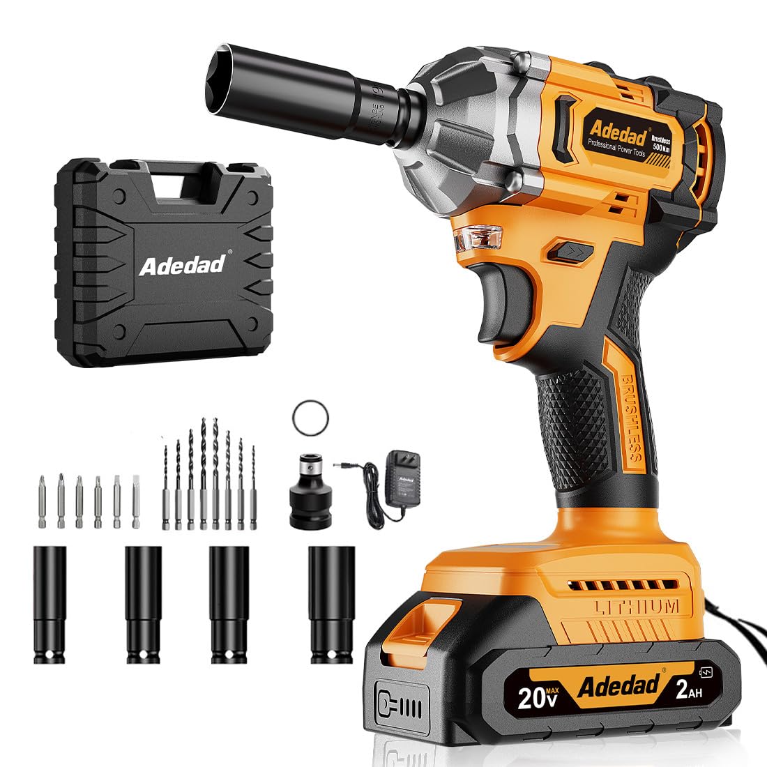 Adedad 3-in-1 cordless impact wrench with battery for auto maintenance.