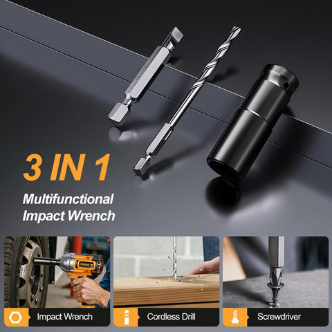Adedad 8 drill bits kit enables quick holes with cordless tool.
