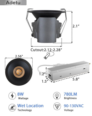 Adetu 2-inch downlight is easy to retrofit in various ceilings