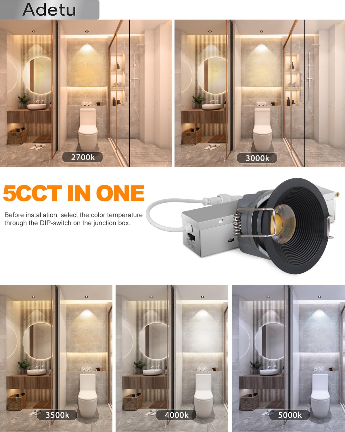 Adetu downlight with junction box demonstrates quick, safe installation