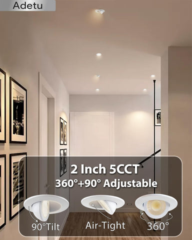 Adetu 2-inch gimbal light color temperature slider illustrating five adjustable temperatures