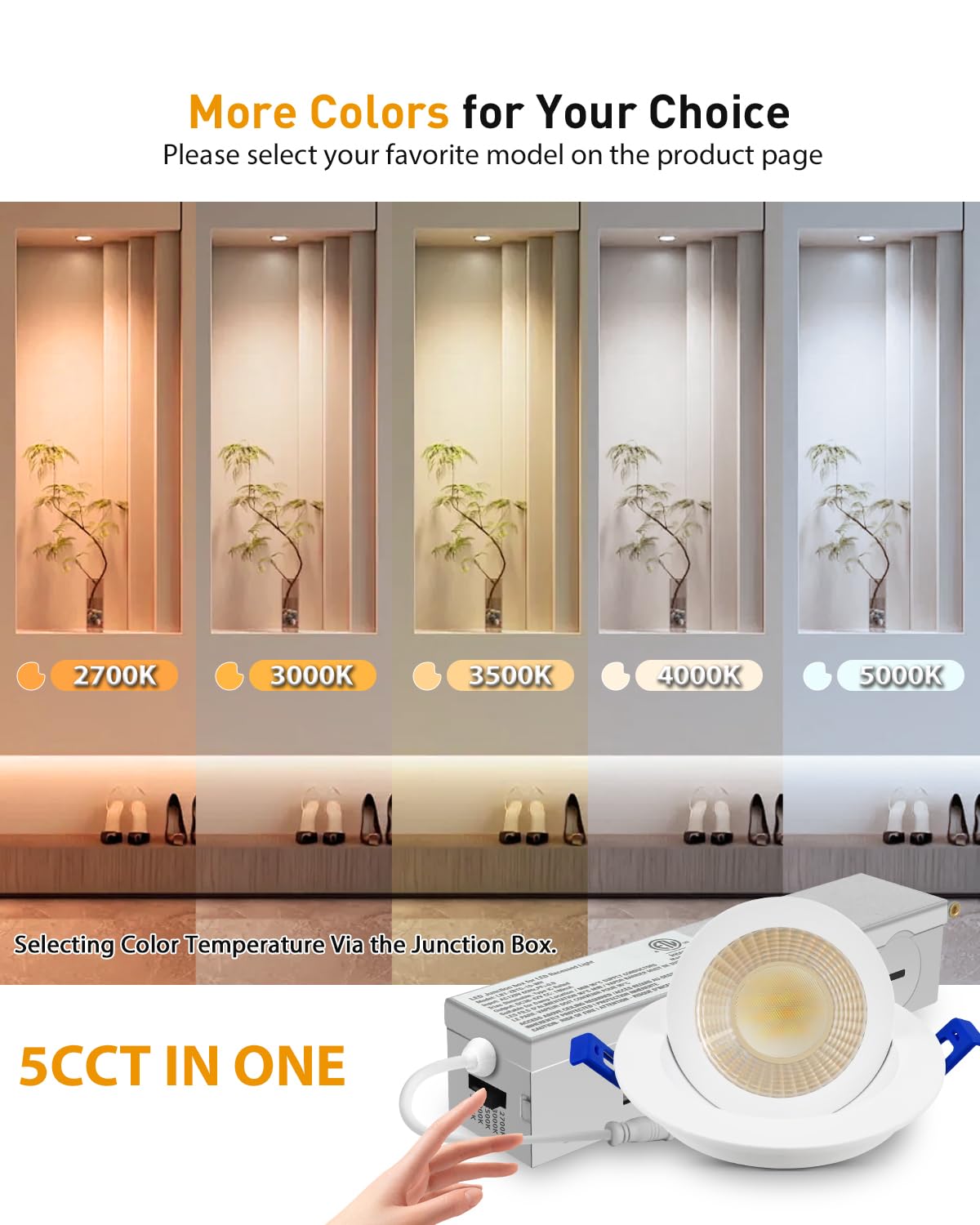 Adetu gimbal light side view shows up-down tilt for precise ceiling lighting