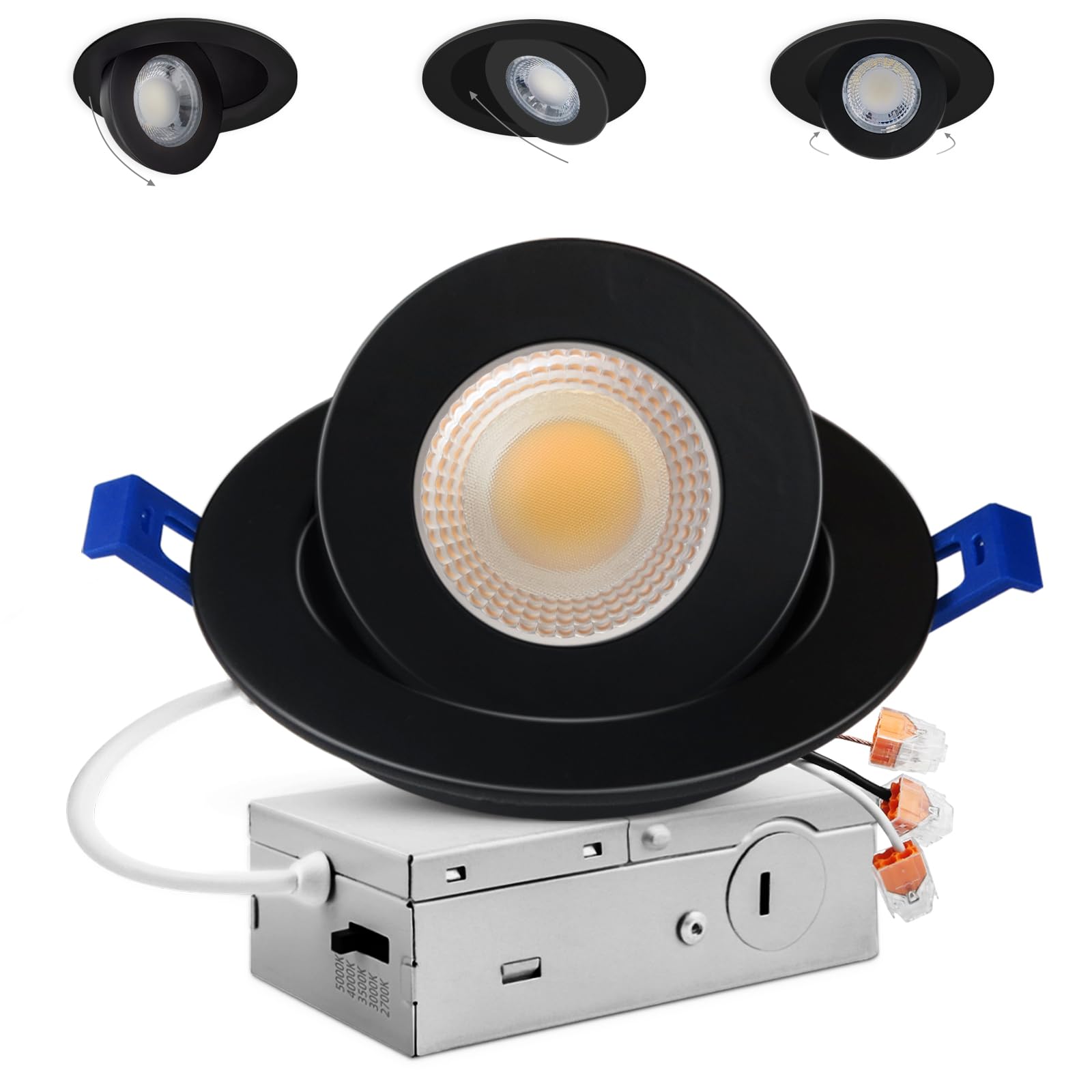Adetu 4-inch gimbal recessed light with 360° and 90° adjustability for versatile illumination.