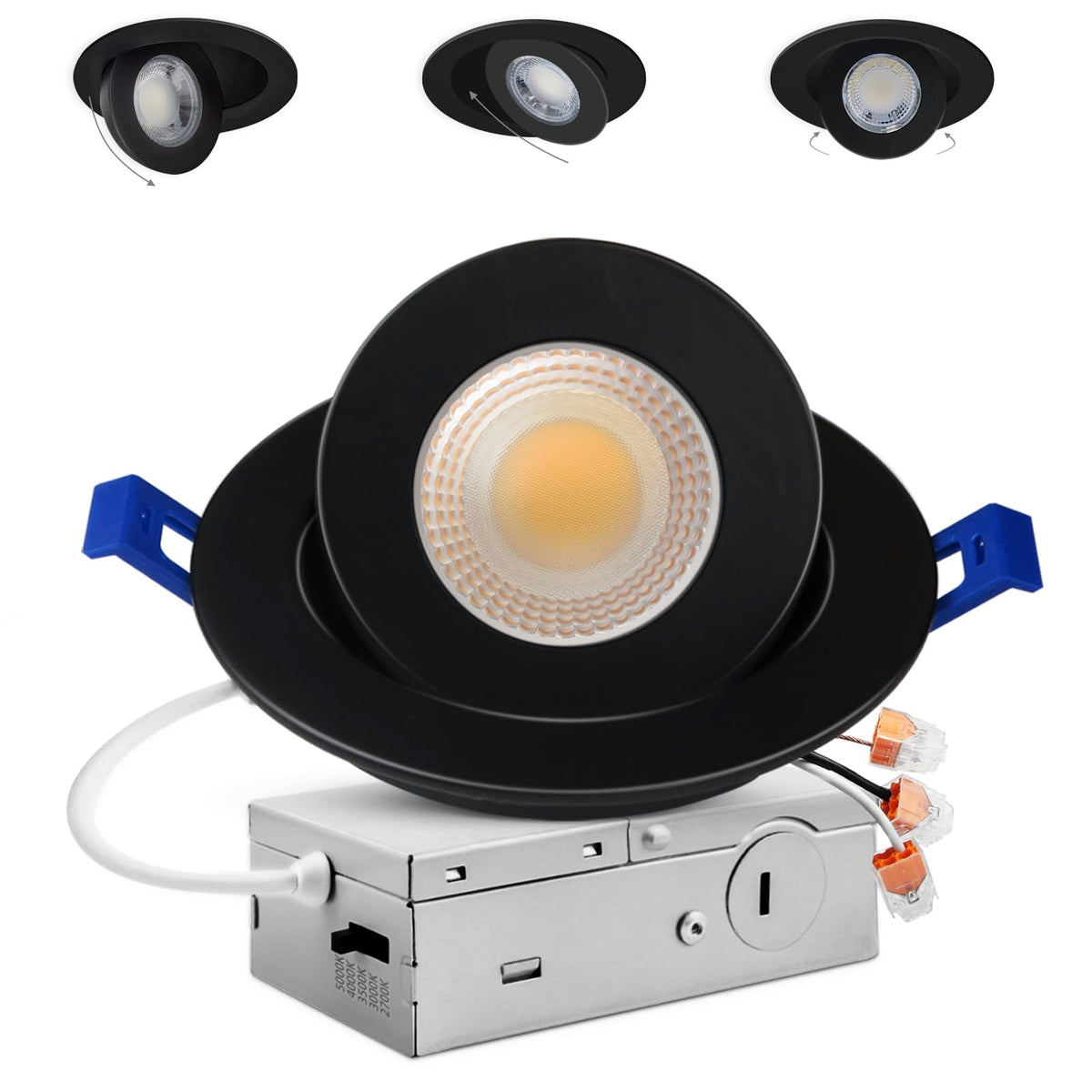 Adetu 4-inch gimbal recessed light with 360° and 90° adjustability for versatile illumination.
