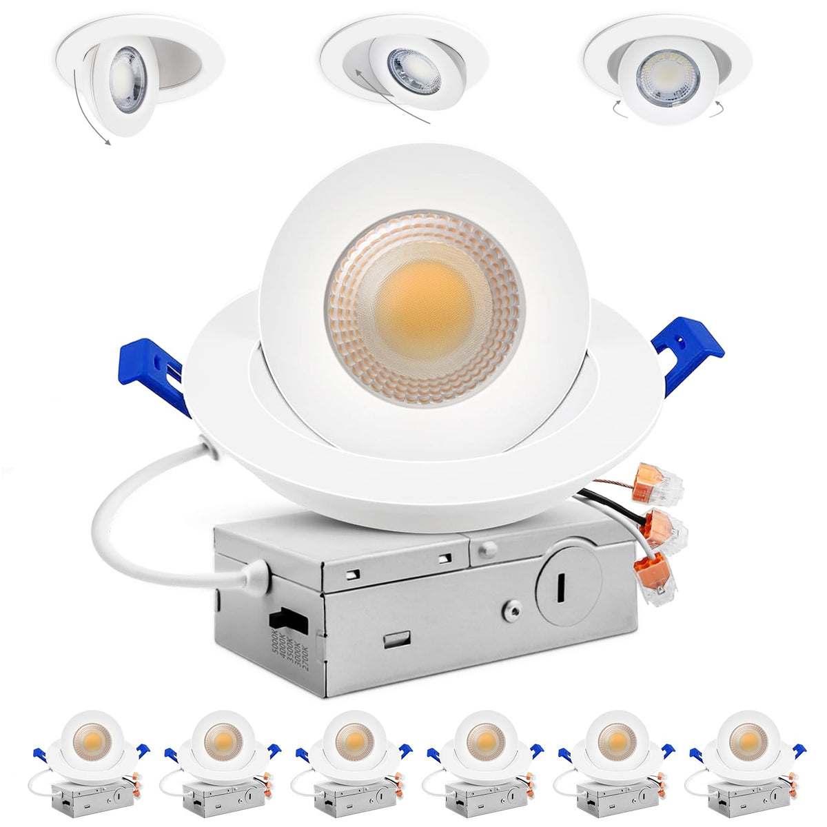 Adetu 4-inch gimbal recessed light, 360°+90° adjustability for versatile ceiling lighting.