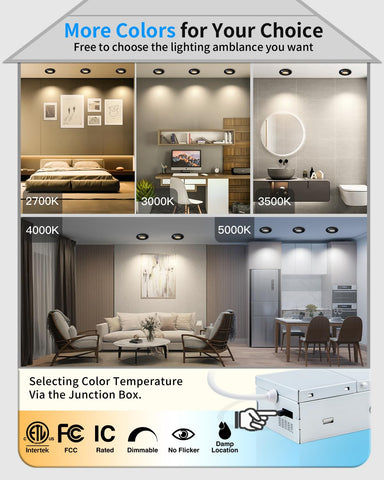 Adetu 5-color temperature selector slider for versatile mood lighting in any room