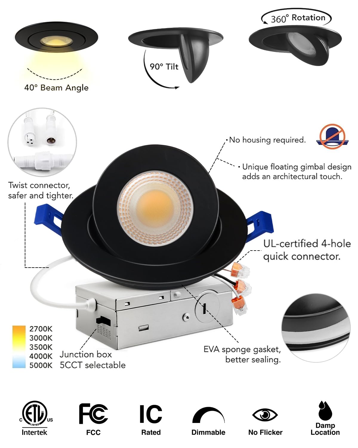 Adetu easy-install 4-inch canless recessed light for quick retrofit.