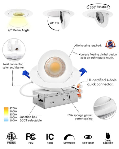 Adetu easy-install 4-inch recessed lighting ideal for kitchens, living rooms, and hallways.