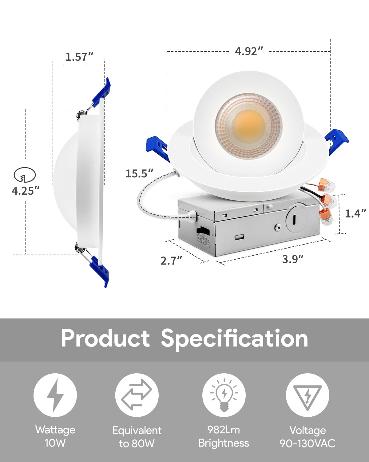 Adetu white finish six-pack can lights deliver cohesive, modern ceiling illumination.