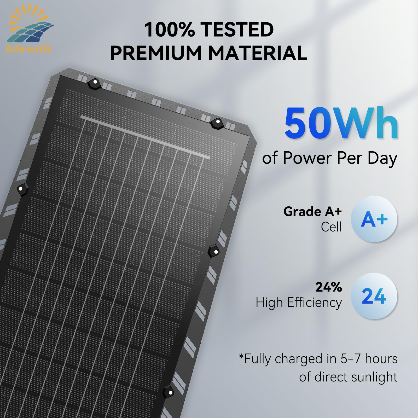 Adewalk solar street light side view highlighting the rugged, thickened shell for outdoor durability.