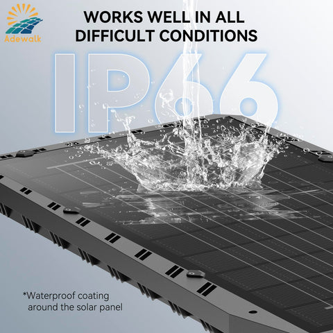 Adewalk wiring-free installation on wall or post for versatile outdoor setup.