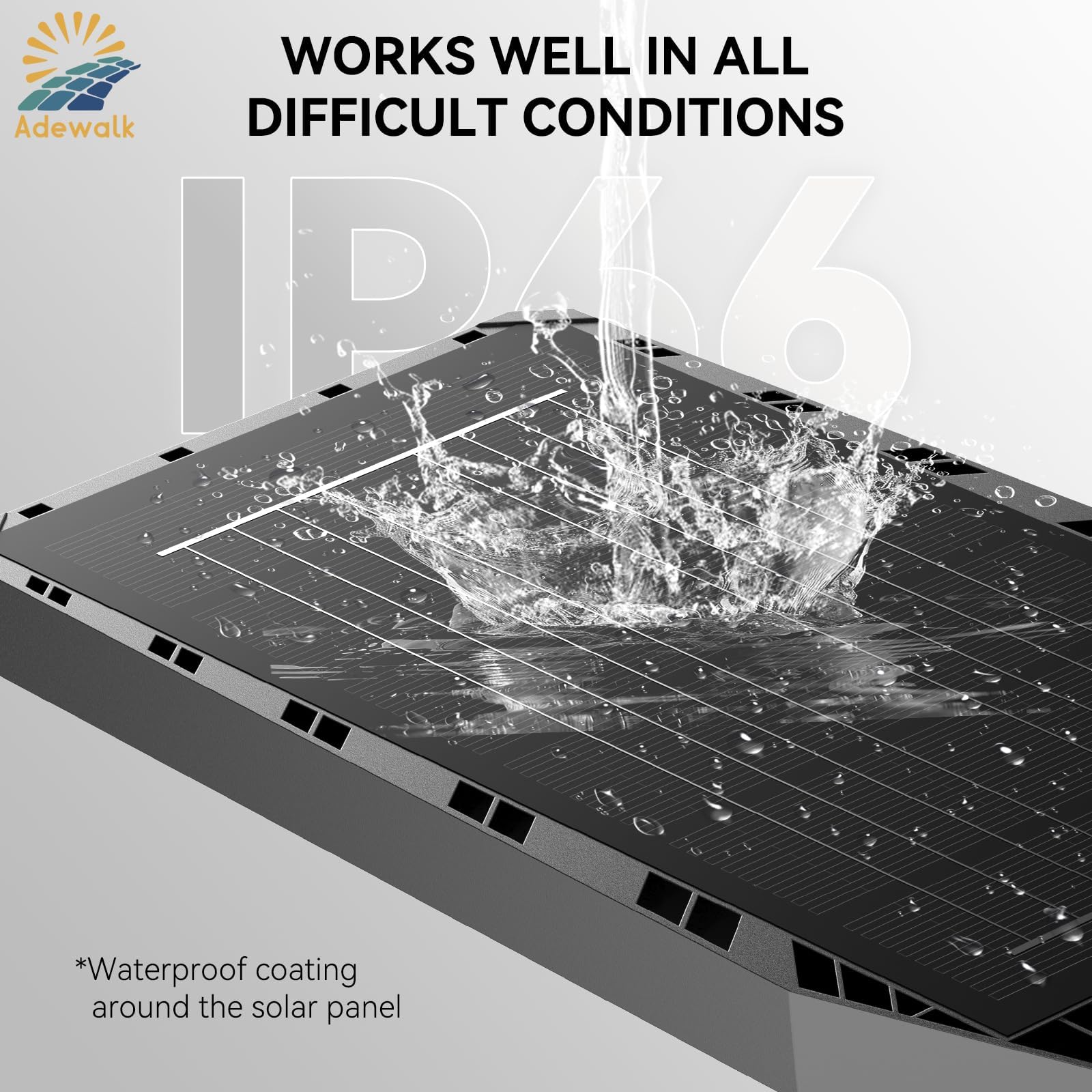 Adewalk high-efficiency monocrystalline panel for fast solar charging.