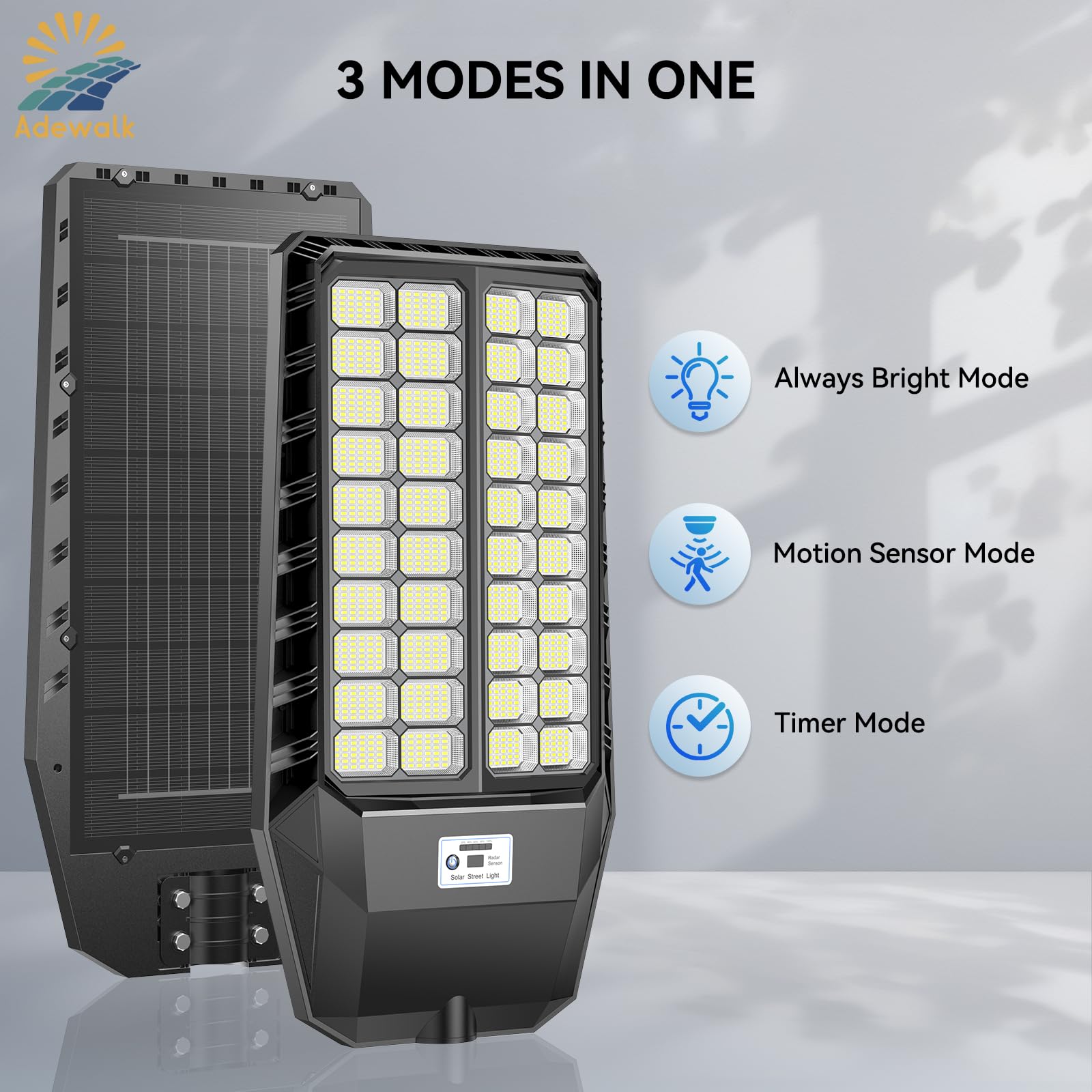 Adewalk IP67 waterproof rating indicating reliability in rain and dust.