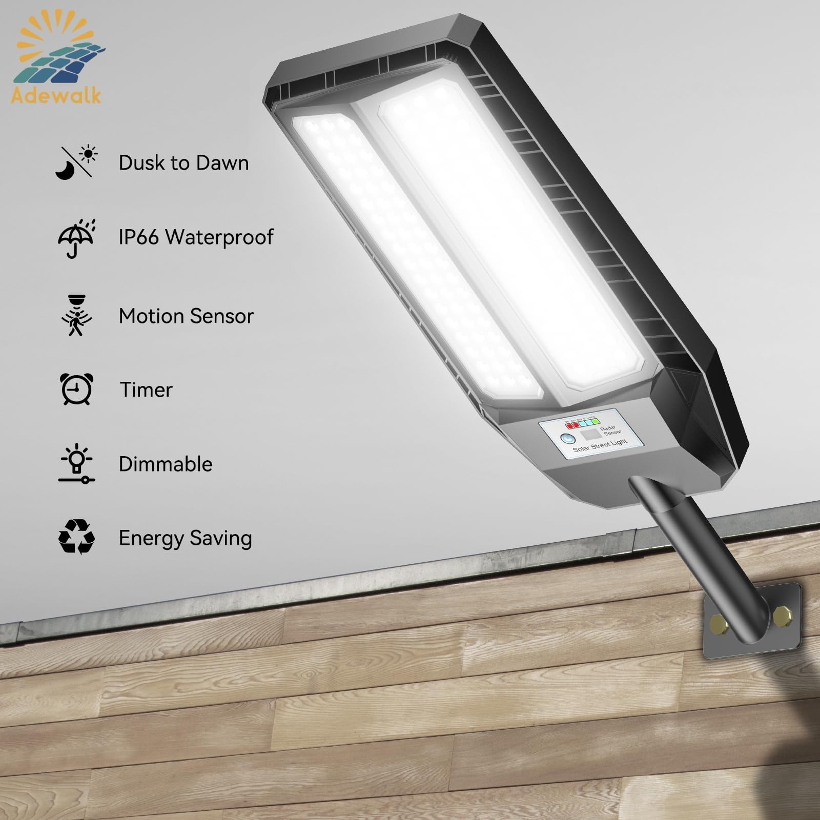 Adewalk outdoor lights with motion sensor for responsive security lighting.