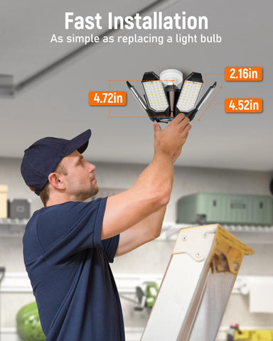 Adiding garage light provides 360-degree coverage to brighten every corner