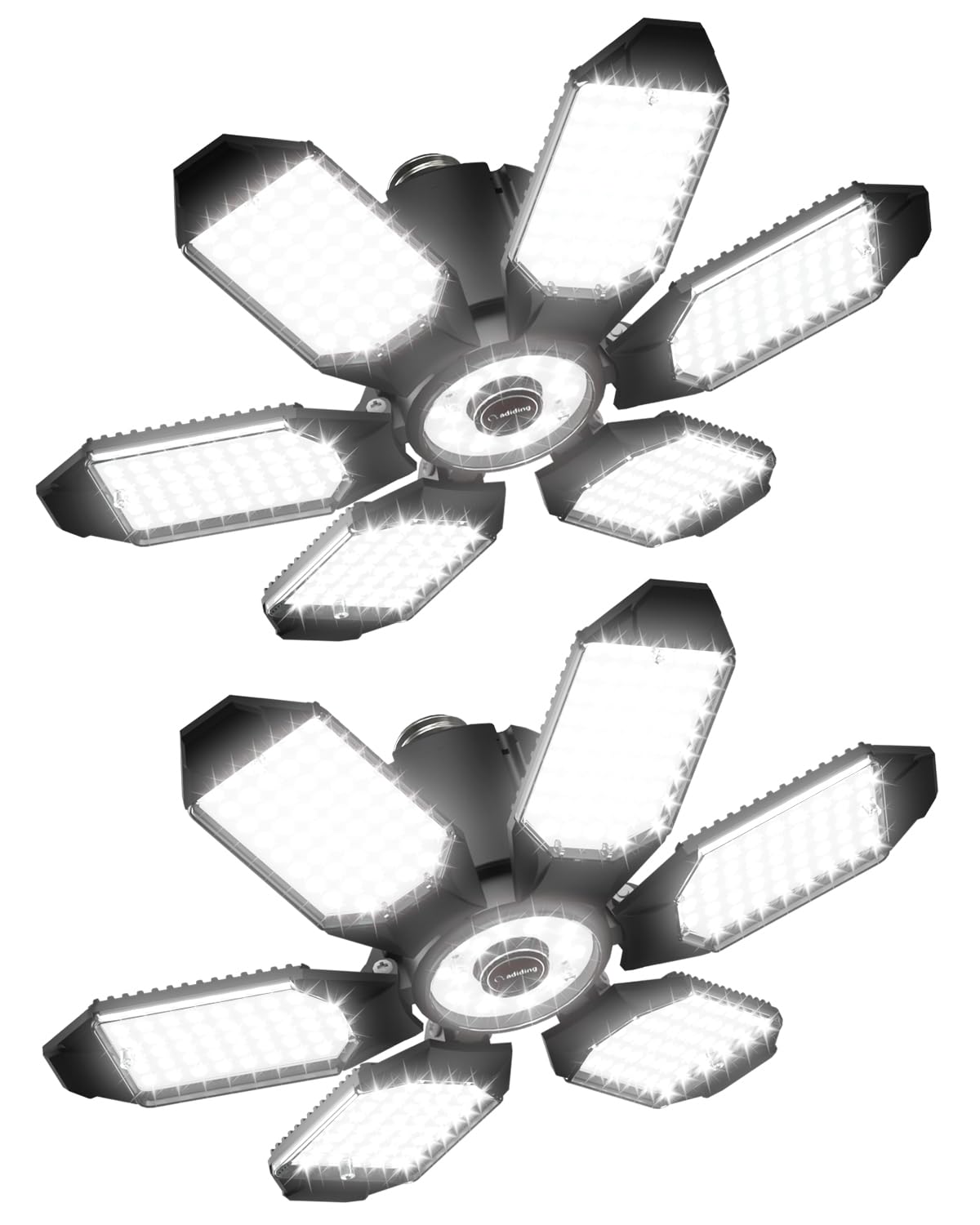 Adiding LED garage light with six deformable panels for flexible, wide-area illumination